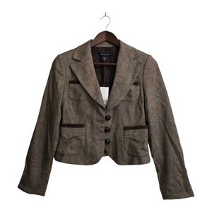 Banana Republic Vintage Herringbone Wool Blend Elbow Patch Blazer NWT Sz 4P